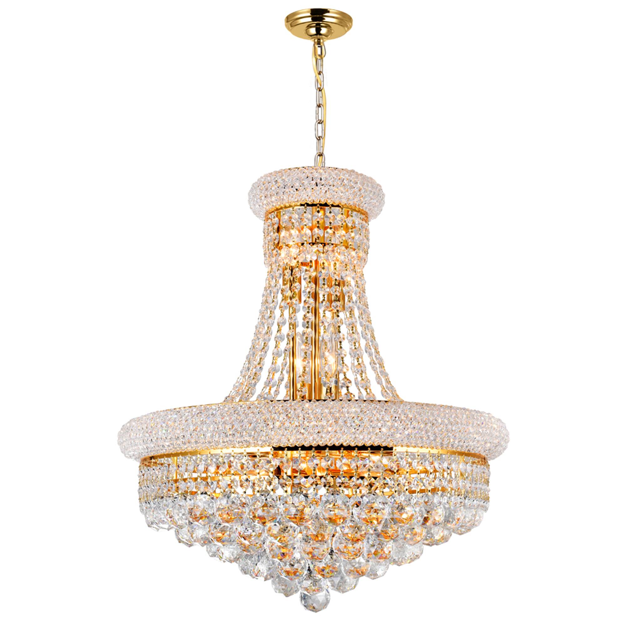 Front. CWI Lighting - Empire 14 Light Down Chandelier With Gold Finish - Gold.