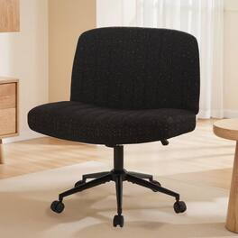 Dowinx - Criss Cross Chair with Wheels, Premium Fabric, Pocket Spring Cushion, Wide Swivel Seat, Modern Computer Vanity Chair - Green