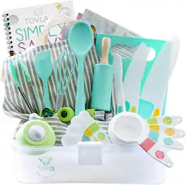 Tovla Jr - Kids Cooking and Baking Gift Set with Storage Case, Real Accessories & Utensils - Multi-colored