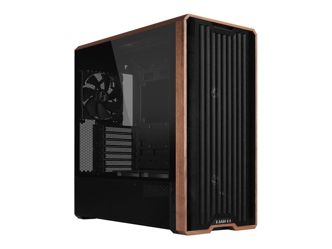 Alt View 6. Lian Li - Lian Li LANCOOL 217 Walnut Wood Mid-Tower Case, 5 PWM Fans, Flexible PSU & Cable Installation - Black (LAN217X) - Black.