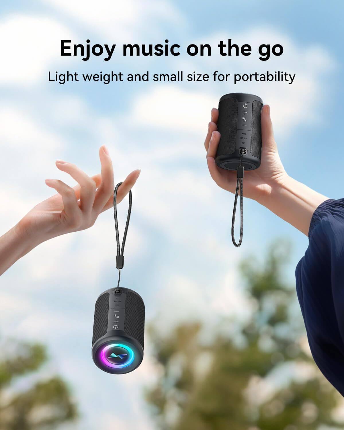 Enjoy music on the go  
Light weight and small size for portability