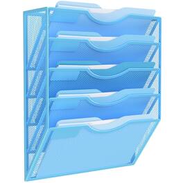 Dapper Styles - 6-tier Wall File Organizer Hanging Cubicle Holder For Office Home - Blue-5 Tier