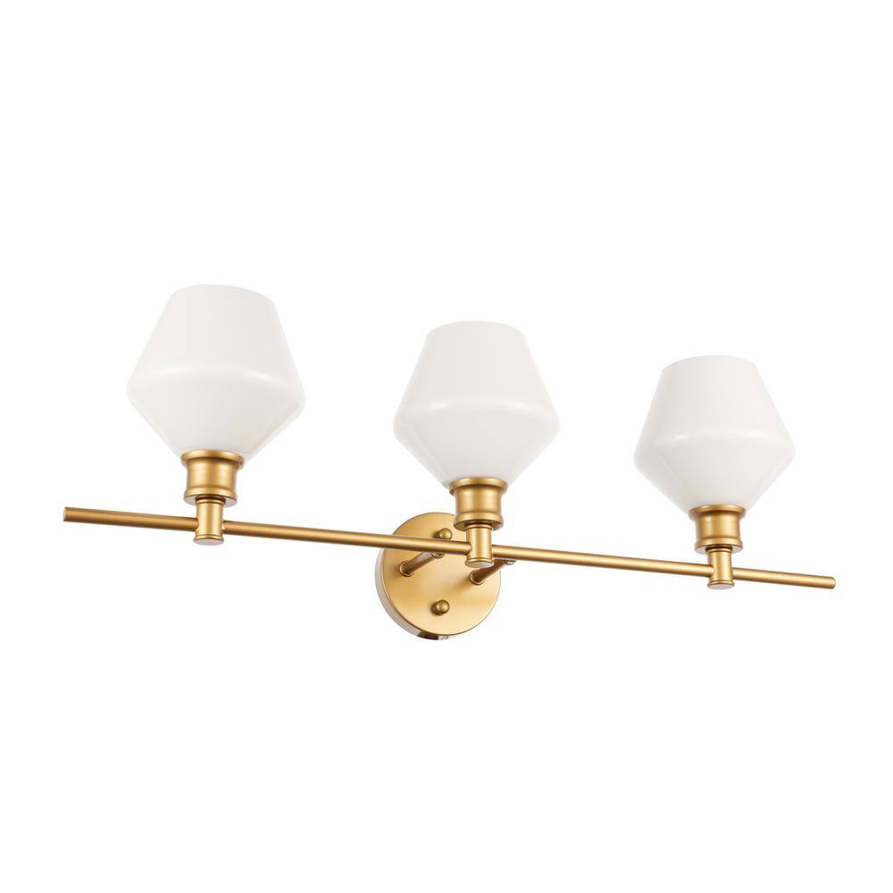 Alt View 7. Living District - Gene 3 light Brass and Frosted white glass Wall sconce - Brass And Frosted White Glass.