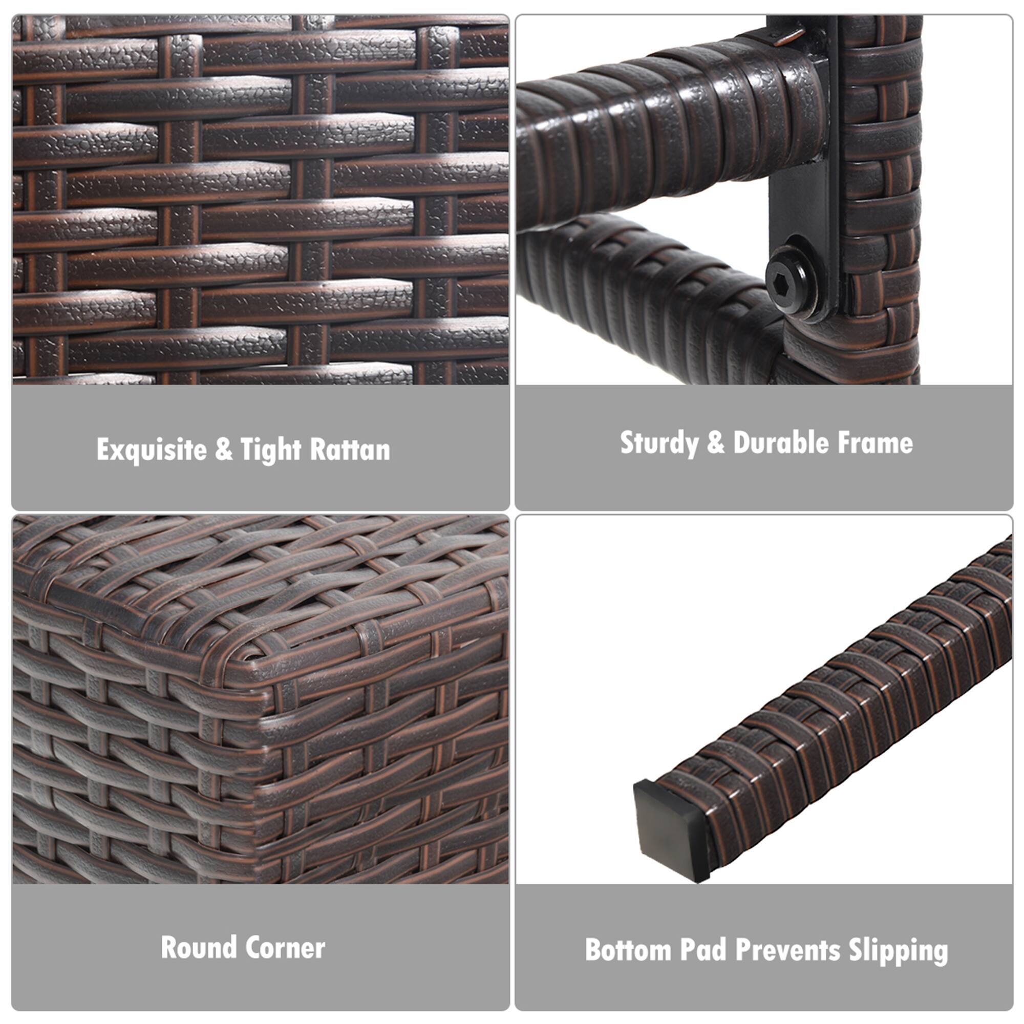 - Exquisite & Tight Rattan
- Sturdy & Durable Frame
- Round Corner
- Bottom Pad Prevents Slipping