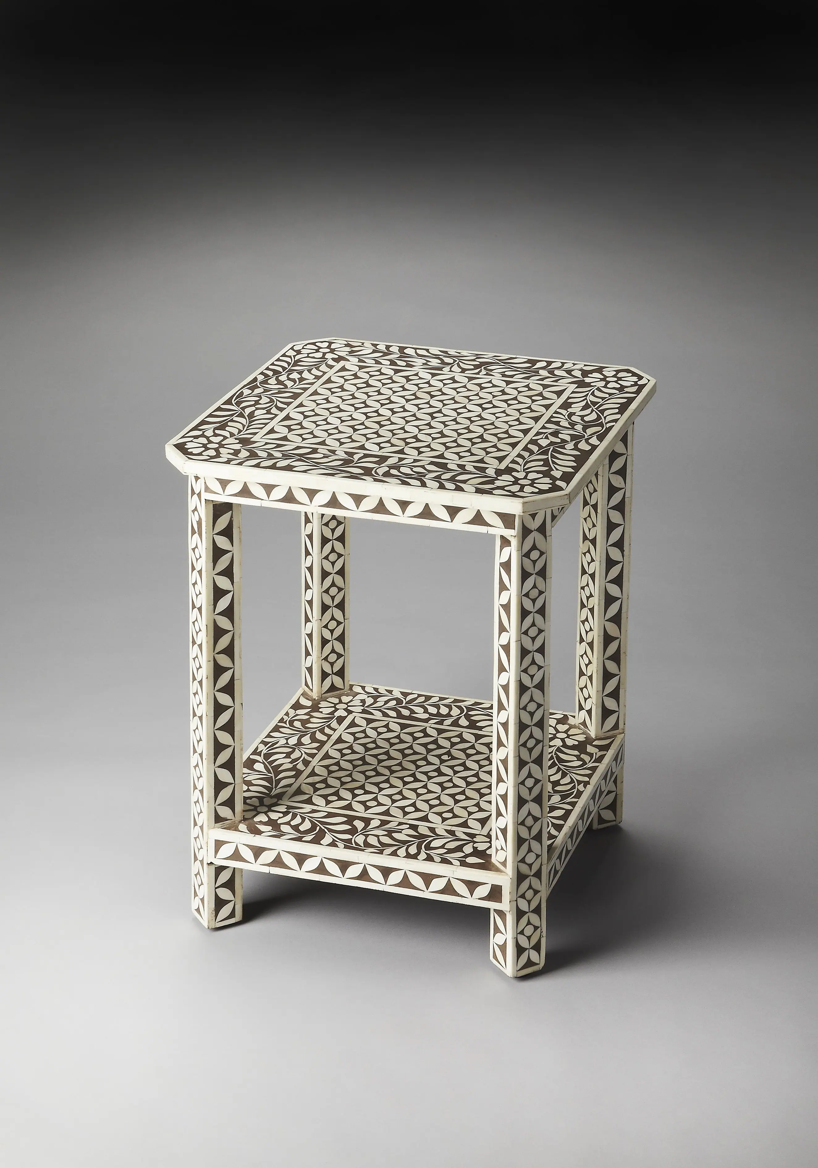 Butler Specialty Amelia 18.25 in. W Square Bone Inlay Side Table with ...