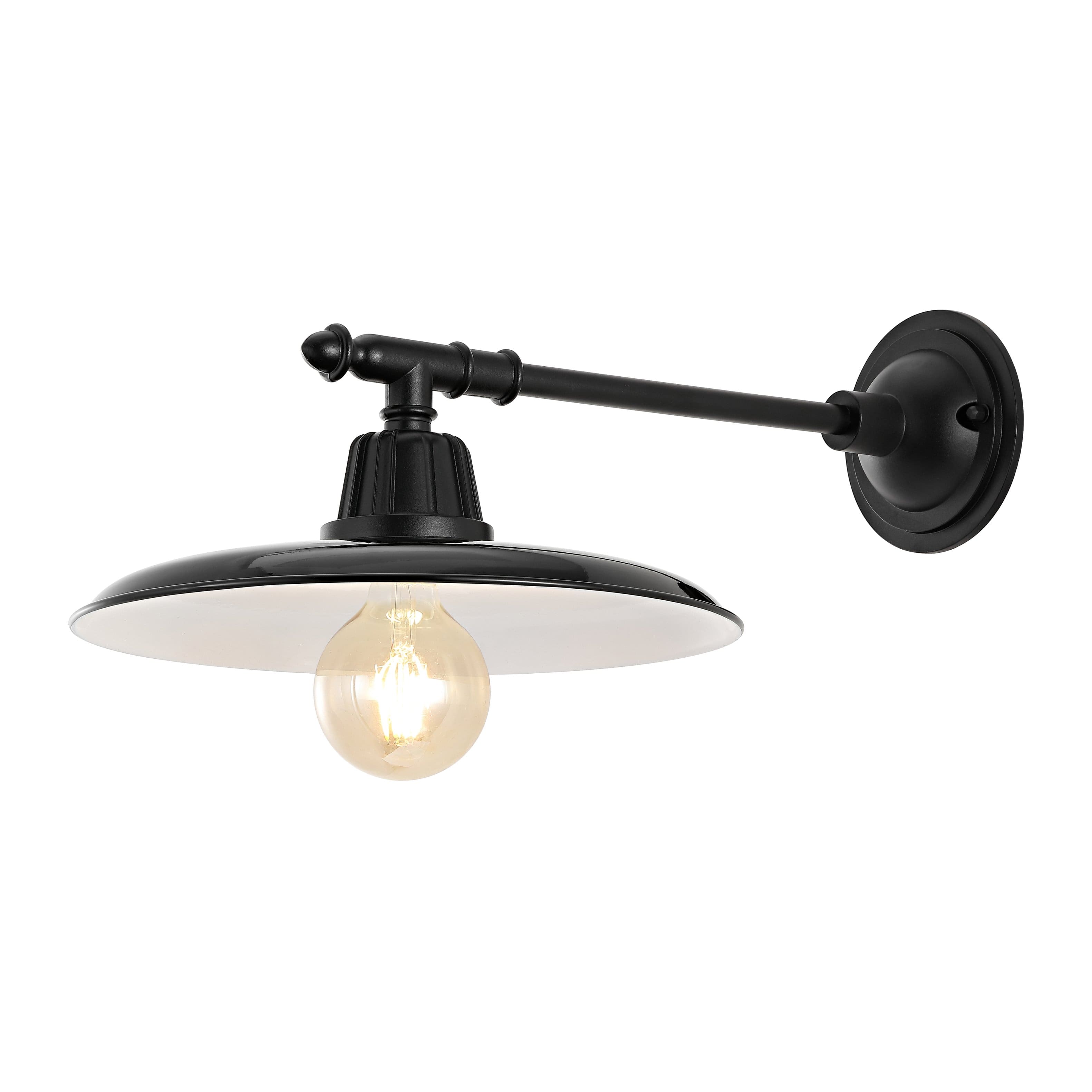 Jonathan Y - Bonner 12" 1-Light Farmhouse Industrial Indoor/Outdoor Iron LED Victorian Arm Outdoor Sconce - Black