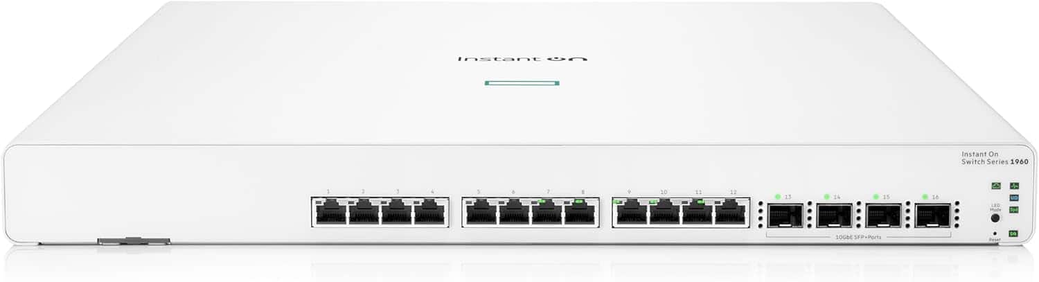 HPE Networking Instant On - Switch Series 1960 12-Port 10Gb Aggregator Smart-Managed Layer 2+ Ethernet Switch JL805A#ABA