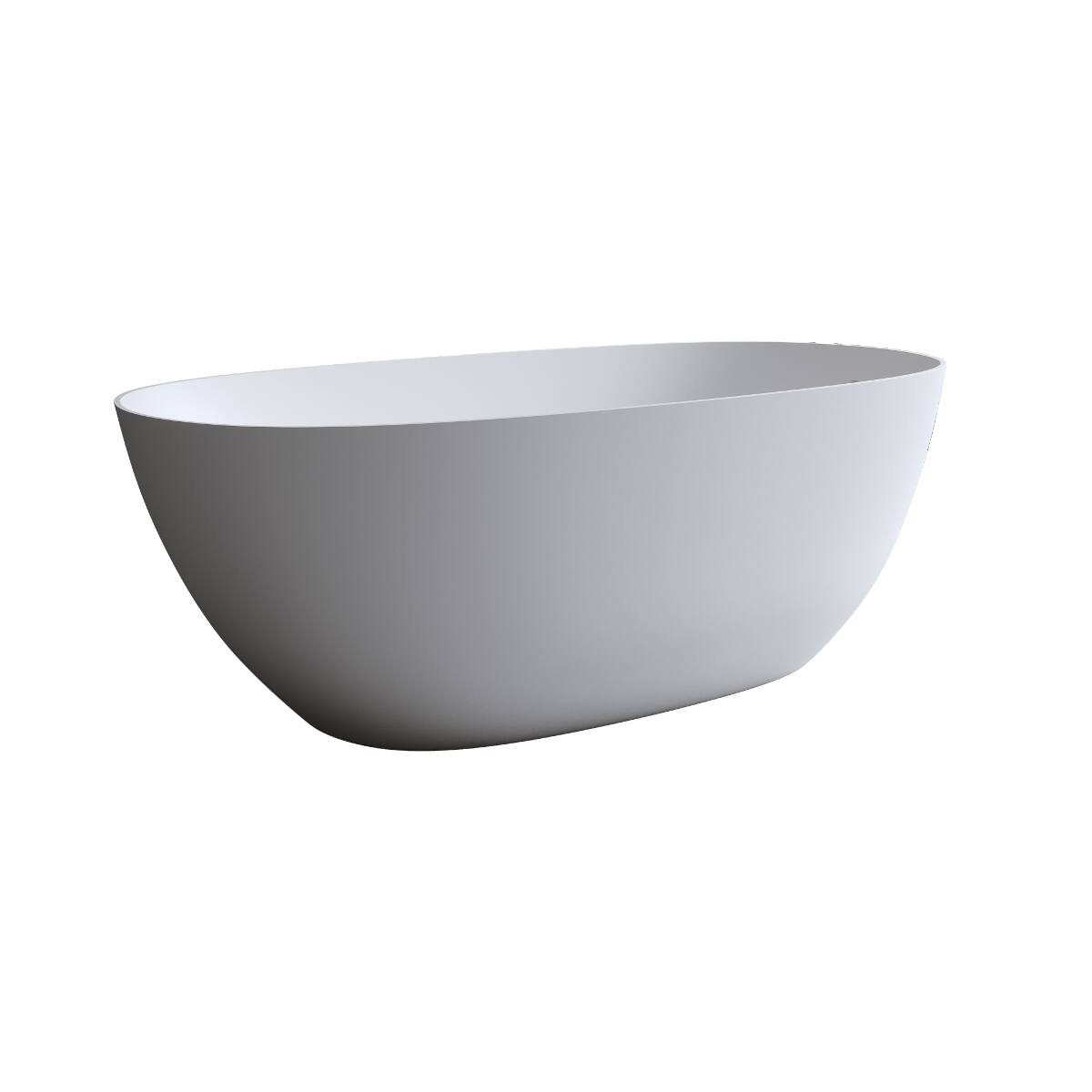 Alt View 6. Loheer - Loheer 69 in Freestanding Solid Surface Soaking Bathtub, Matte White Stone Resin Tub with Overflow Drain - Matte White.