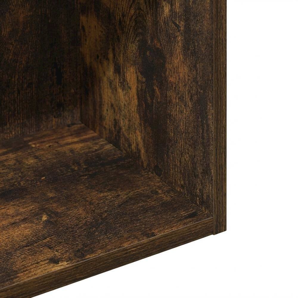Alt View 2. FurniFact - Wooden bookcase with open shelf design for versatile storage - Amber Pine.