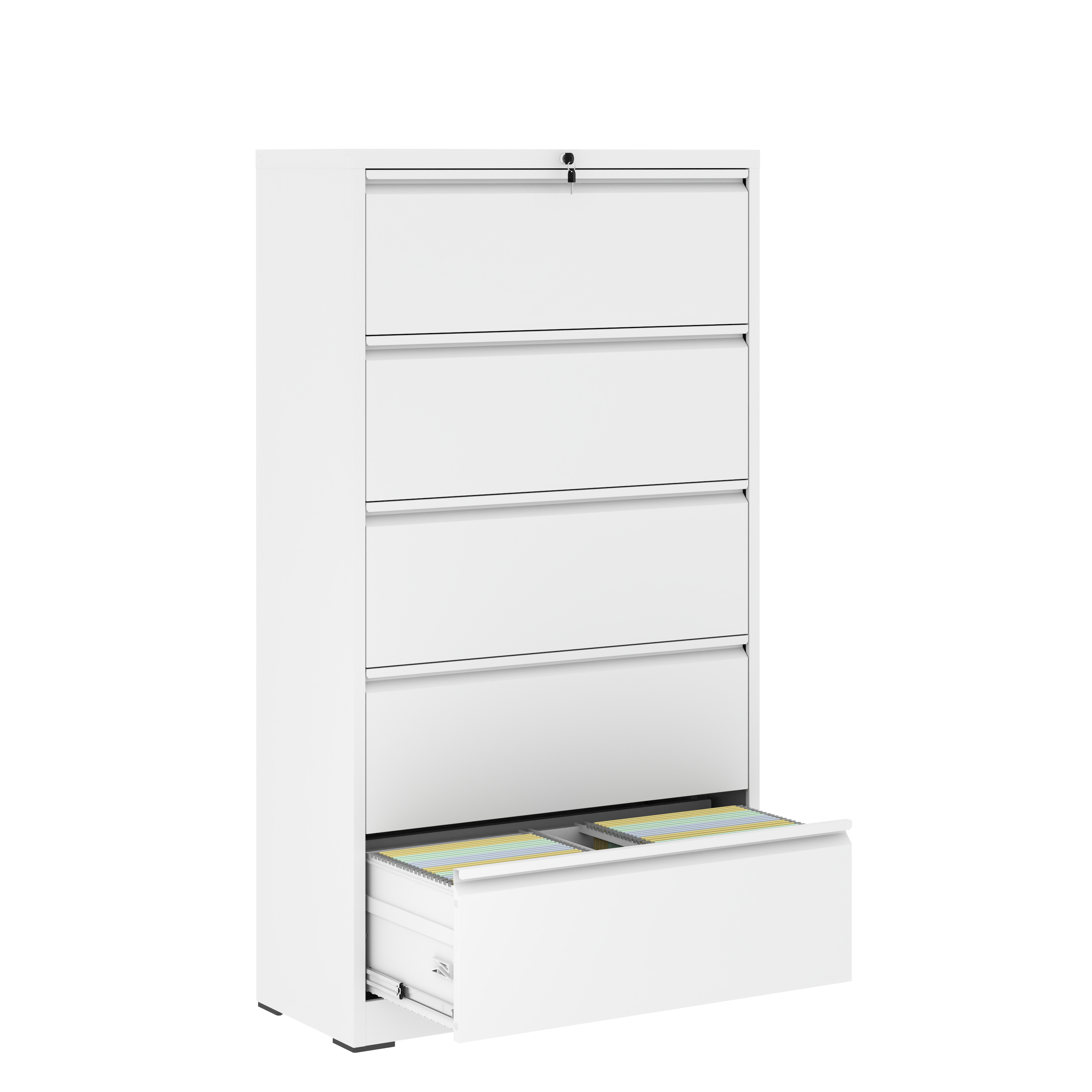 Dexmalle - Dexmalle-5 Drawer Metal Lateral File Cabinet with Lock-White