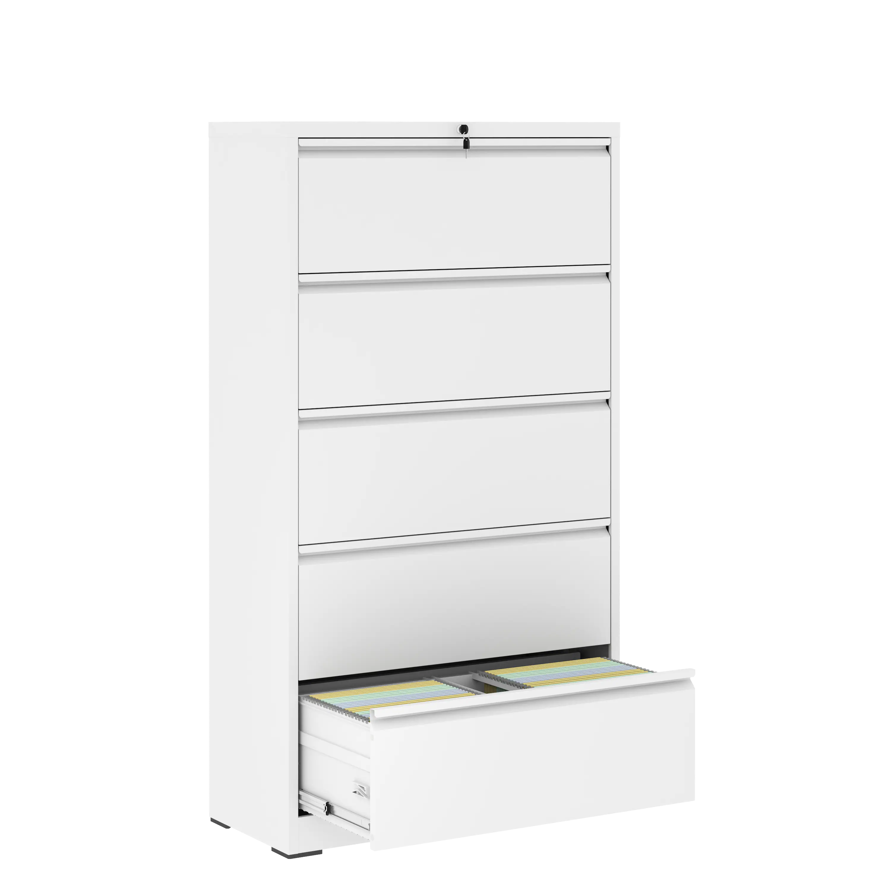 Front. Dexmalle - Dexmalle-5 Drawer Metal Lateral File Cabinet with Lock-White.
