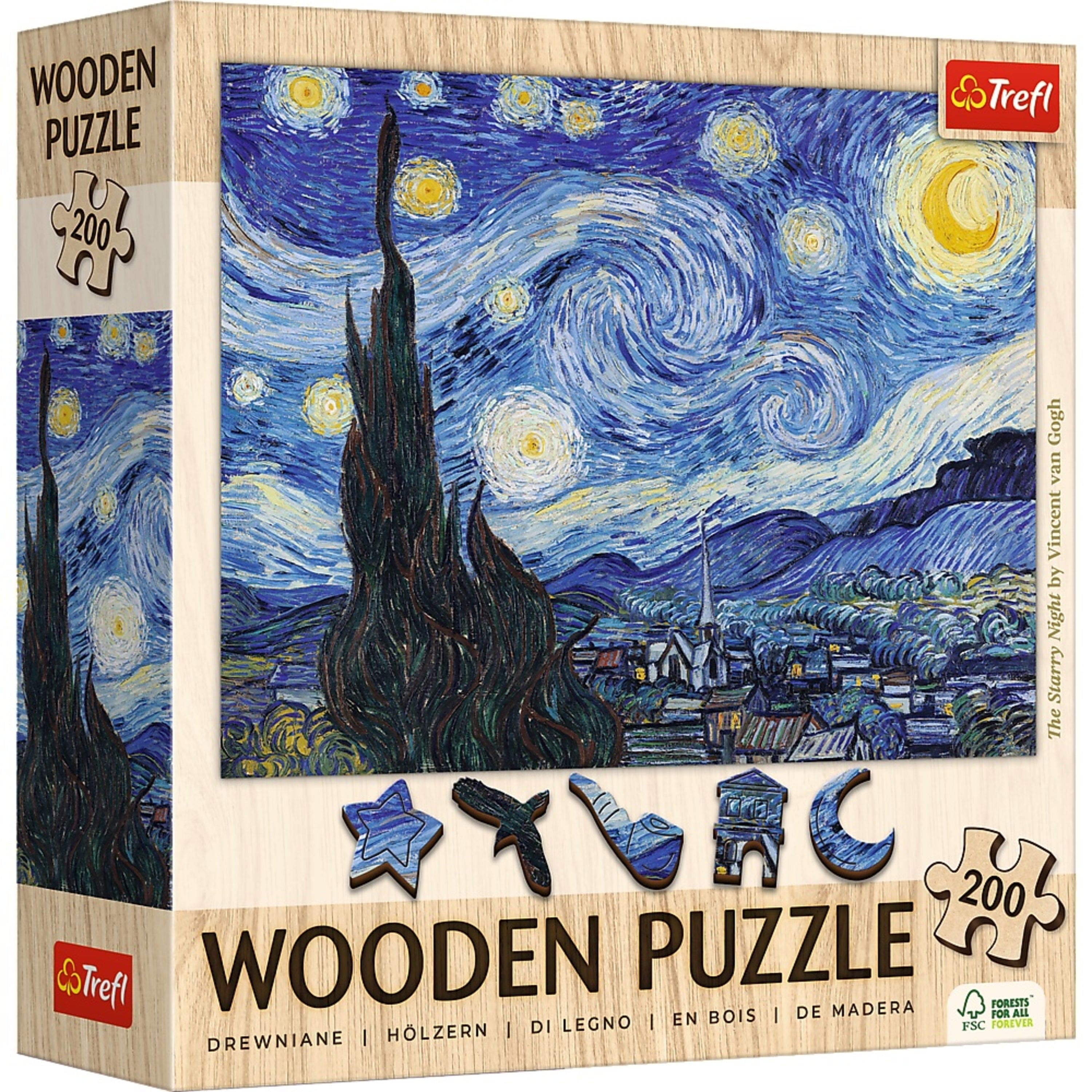 Trefl - Wood Craft 200 Piece Wooden Puzzle - The Starry Night - Vincent van Gogh