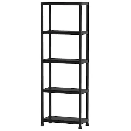 Front. Costway - Costway 1 PCS 5-Tier Heavy-Duty Plastic Storage Shelves, Multi-Use Organizer Rack for Pantry - Black.