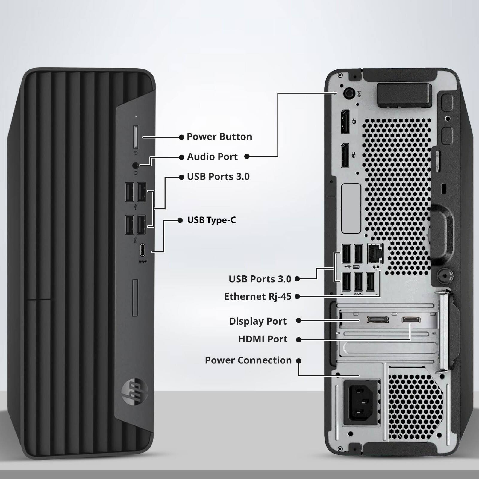 Power Button  
Audio Port  
USB Ports 3.0  
USB Type-C  
USB Ports 3.0  
Ethernet RJ-45  
Display Port  
HDMI Port  
Power Connection