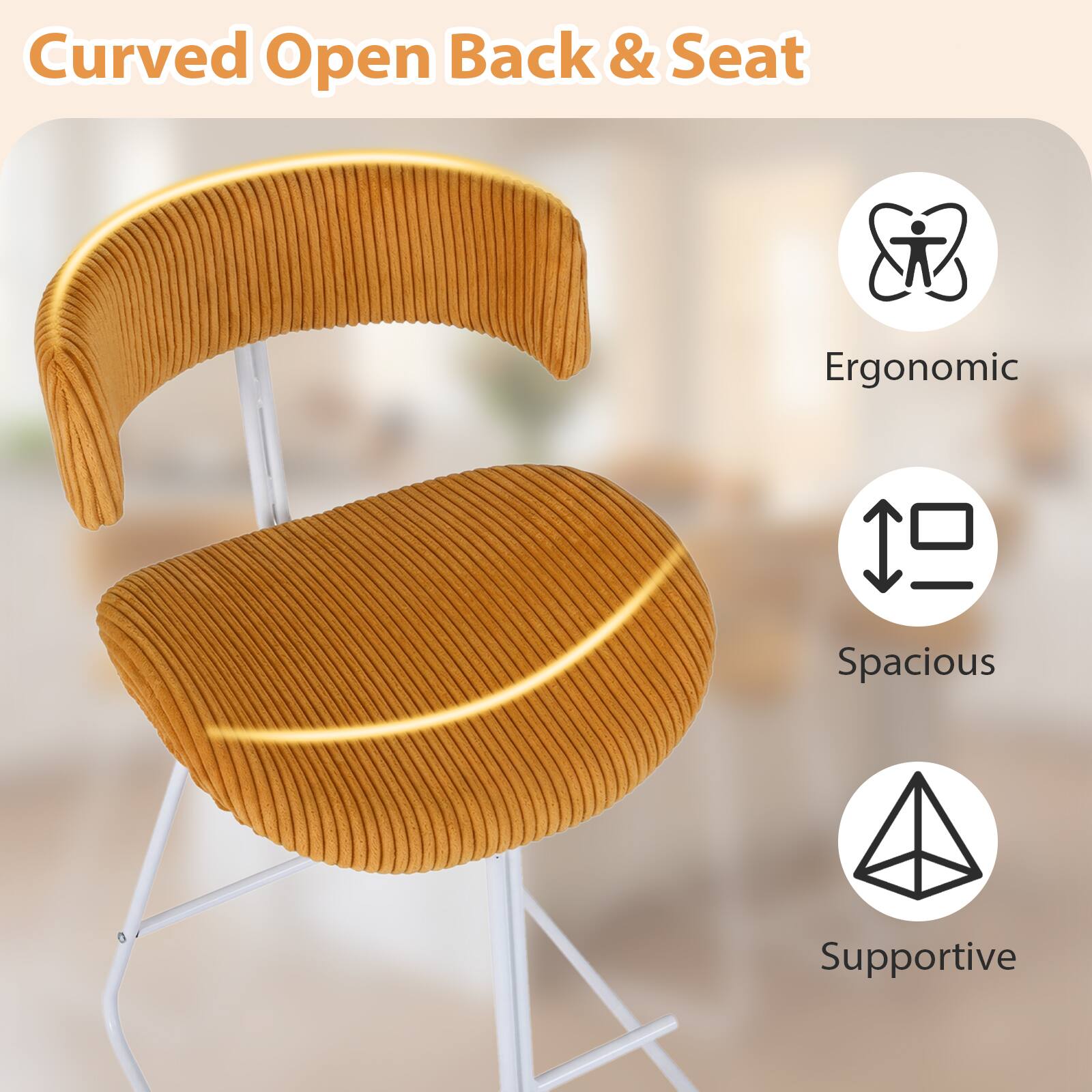 Curved Open Back & Seat

- Ergonomic
- Spacious
- Supportive