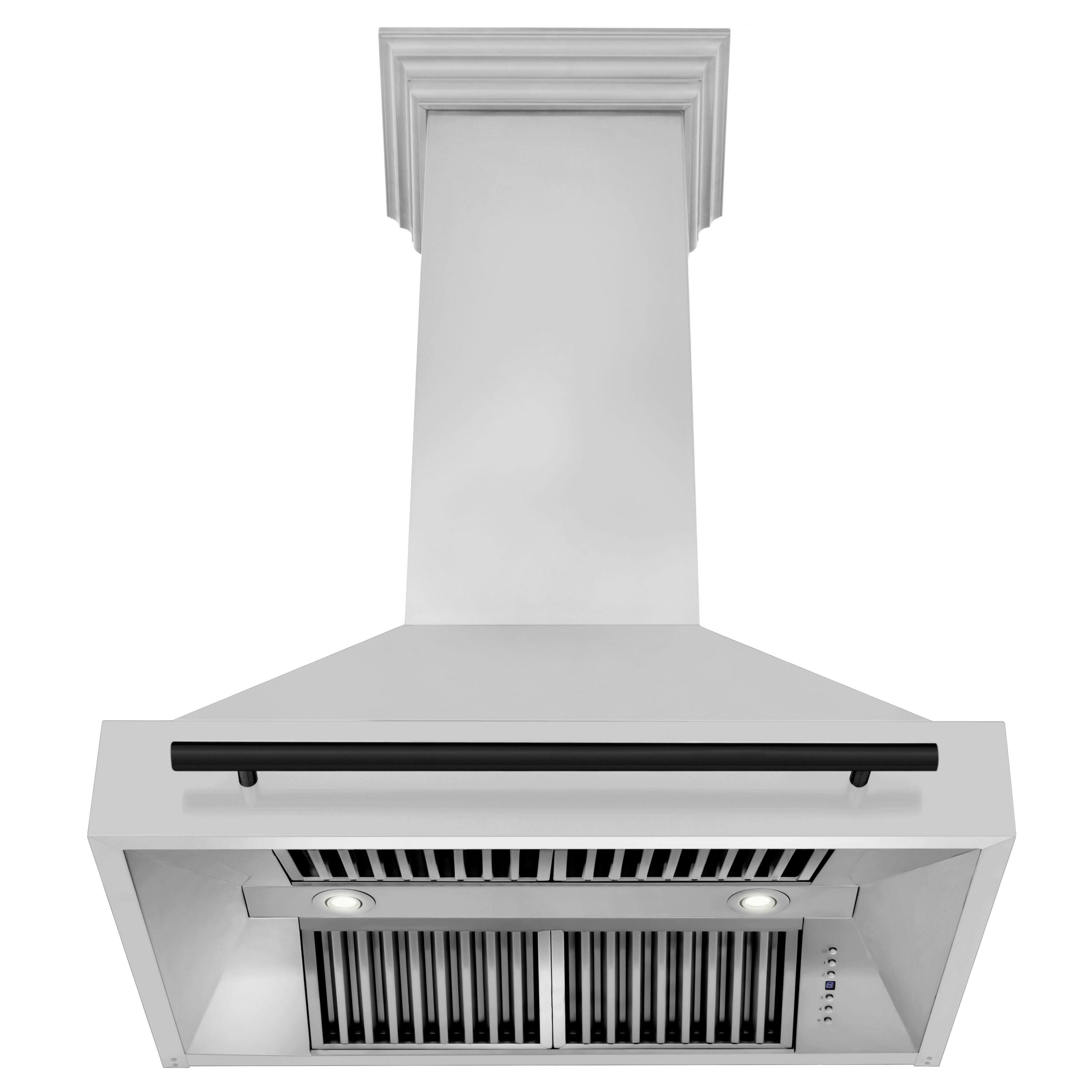 Back. ZLINE - ZLINE Autograph Edition 36 in. Stainless Steel Range Hood with Stainless Steel Shell and Matte Black Handle - Stainless Steel.