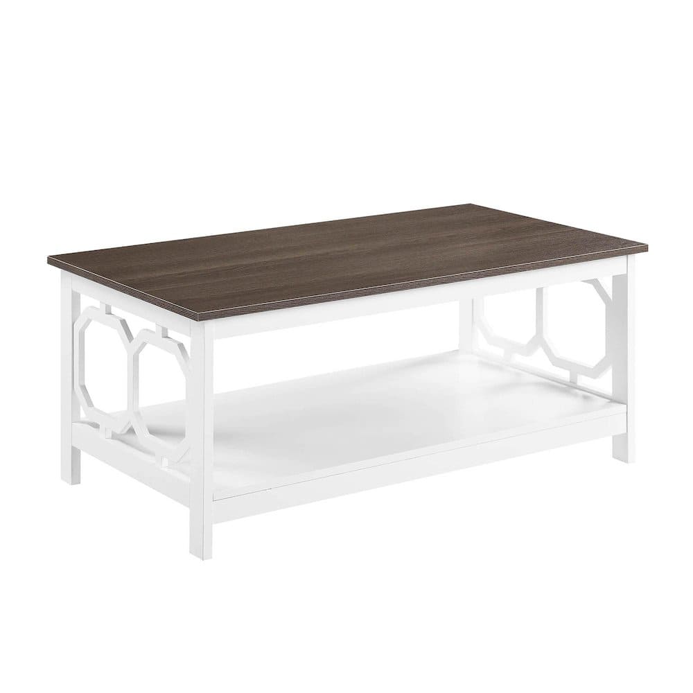 Convenience Concepts - Omega Coffee Table with Shelf - Driftwood/White