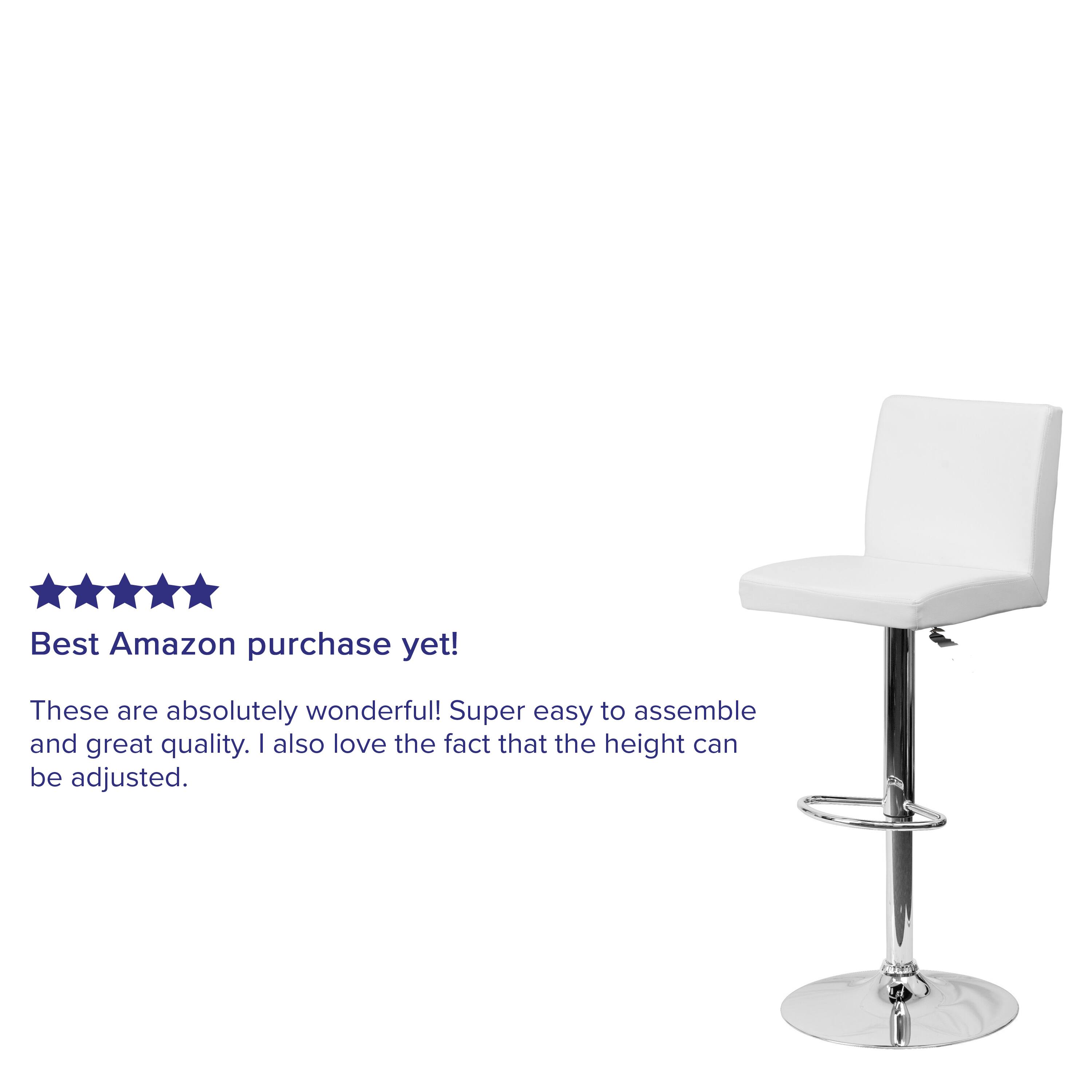 Alt View 11. Alamont Home - Contemporary Vinyl Adjustable Height Barstool with Panel Back and Chrome Base - White.