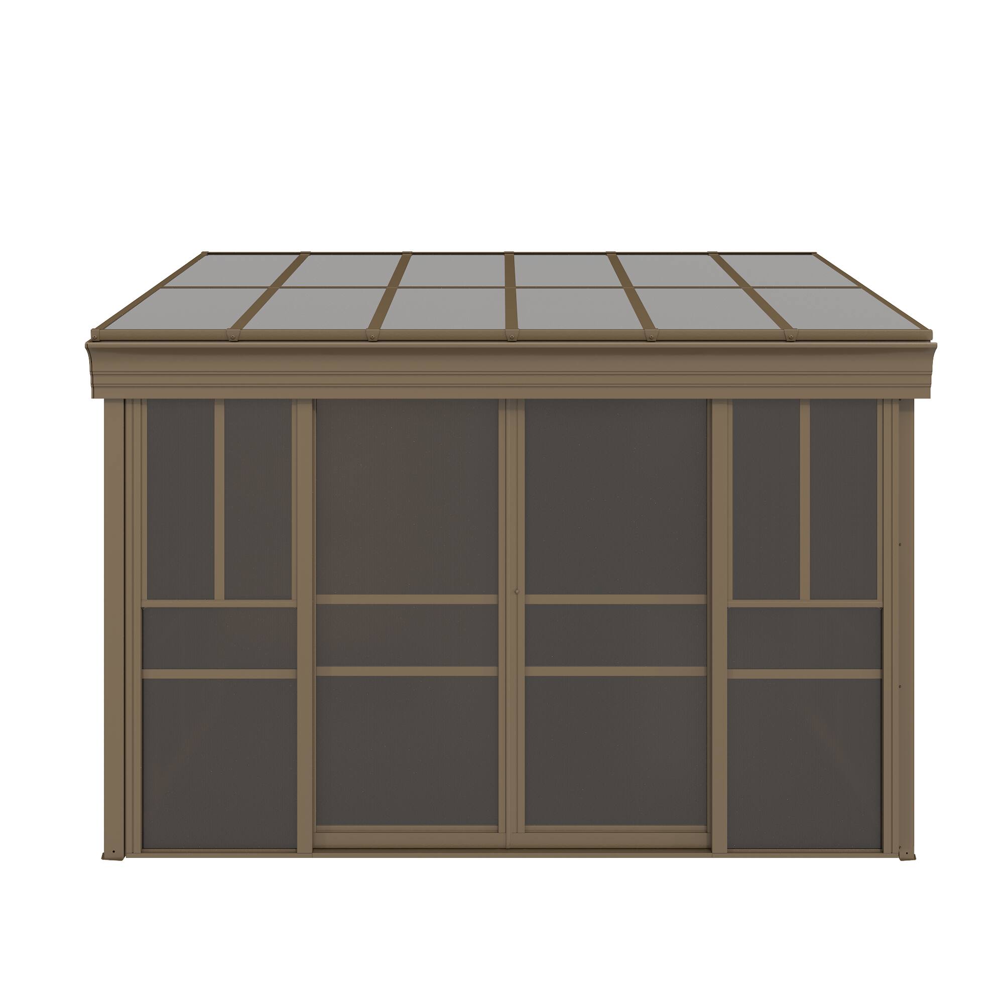 Alt View 4. U-HOMY - Brown Wall-Mounted Solarium Sunroom Kit with Sliding Doors and Adjustable Polycarbonate Windows - 10'x12'.