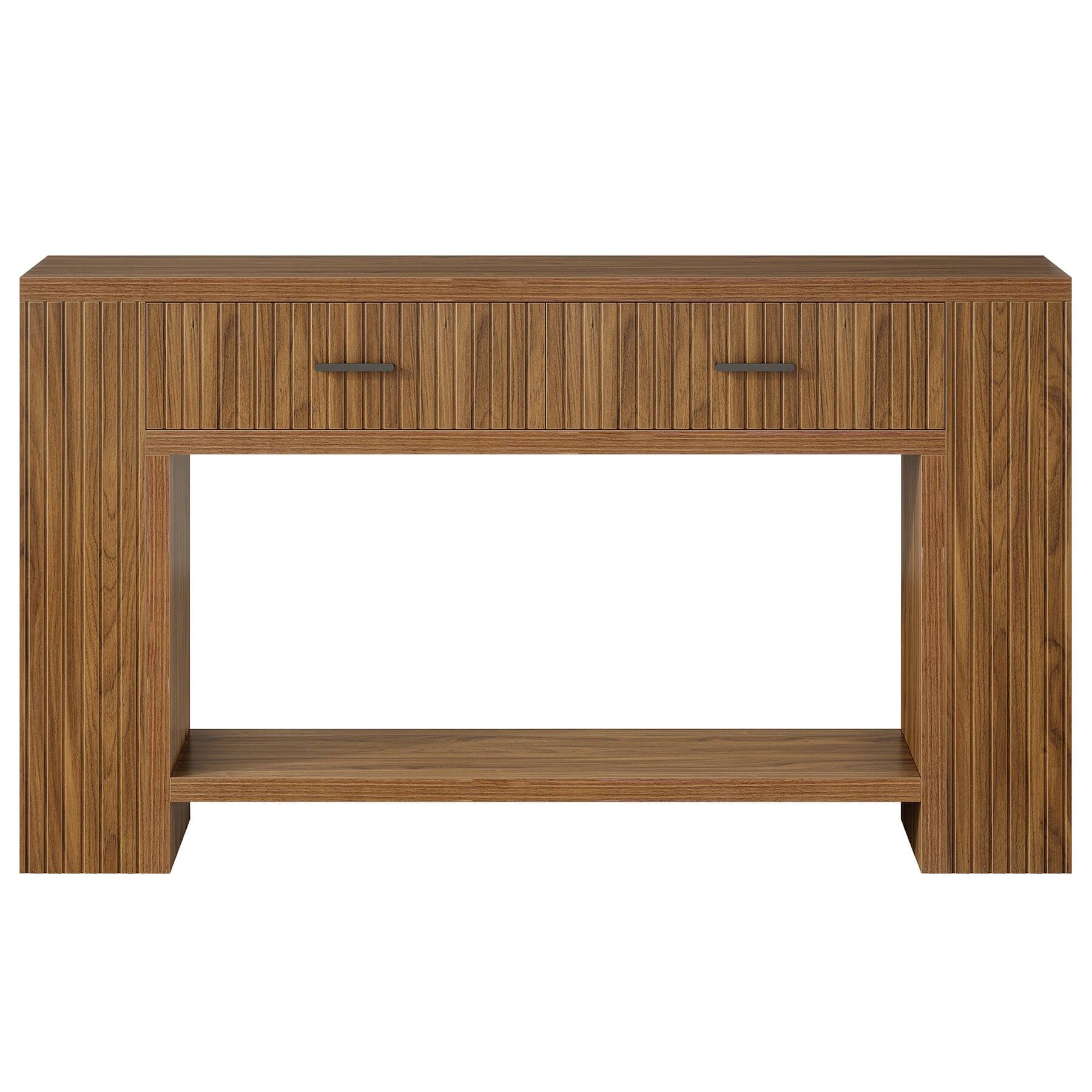 Angle. Kadyn - Kadyn Wood Console Table, Stylish Entryway Table, Storage-Friendly Sofa Table with Drawers, Brown - Brown.