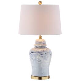 Jonathan Y - Wallace 26" Ceramic LED Table Lamp - Blue/White