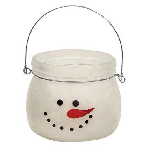 Front. BreeBe - Twisted Peppermint Snowman Jar Candle 14oz - White.