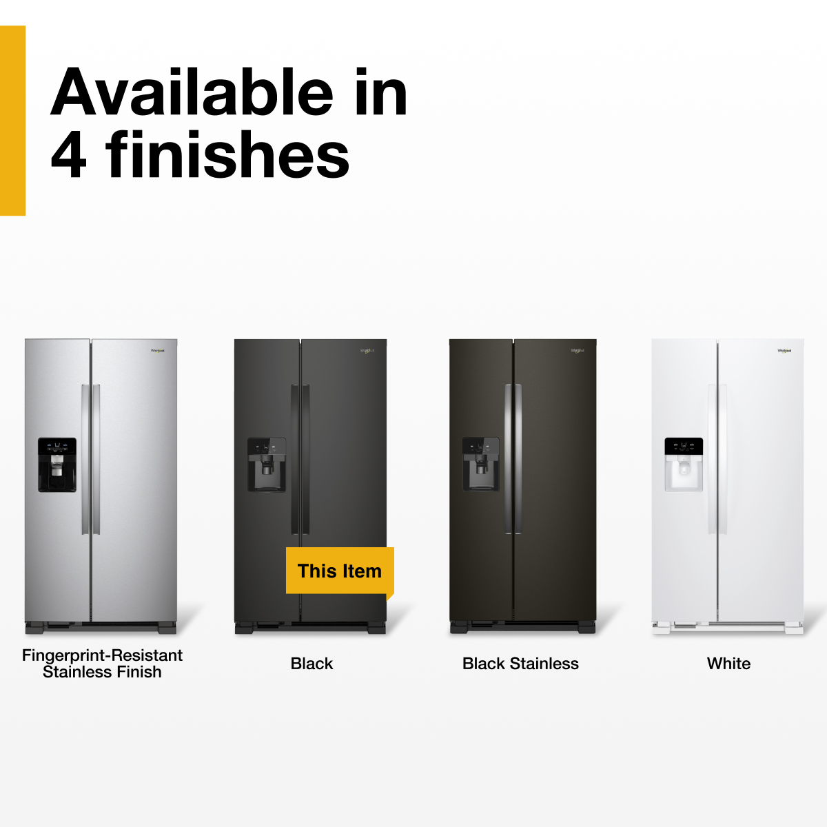 Available in 4 finishes
- Fingerprint-Resistant Stainless Finish
- Black
- Black Stainless
- White
This Item