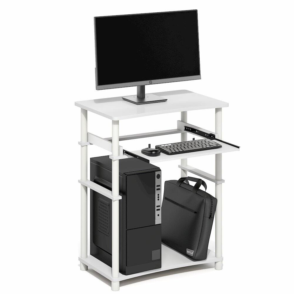 Back. Furinno - HOME Desk, Gaming Desk, Open Shelf Laptop Notebook Computer Desk, Office Desk for Home Office, Study Room, Dorm, Bedroom - White/White.