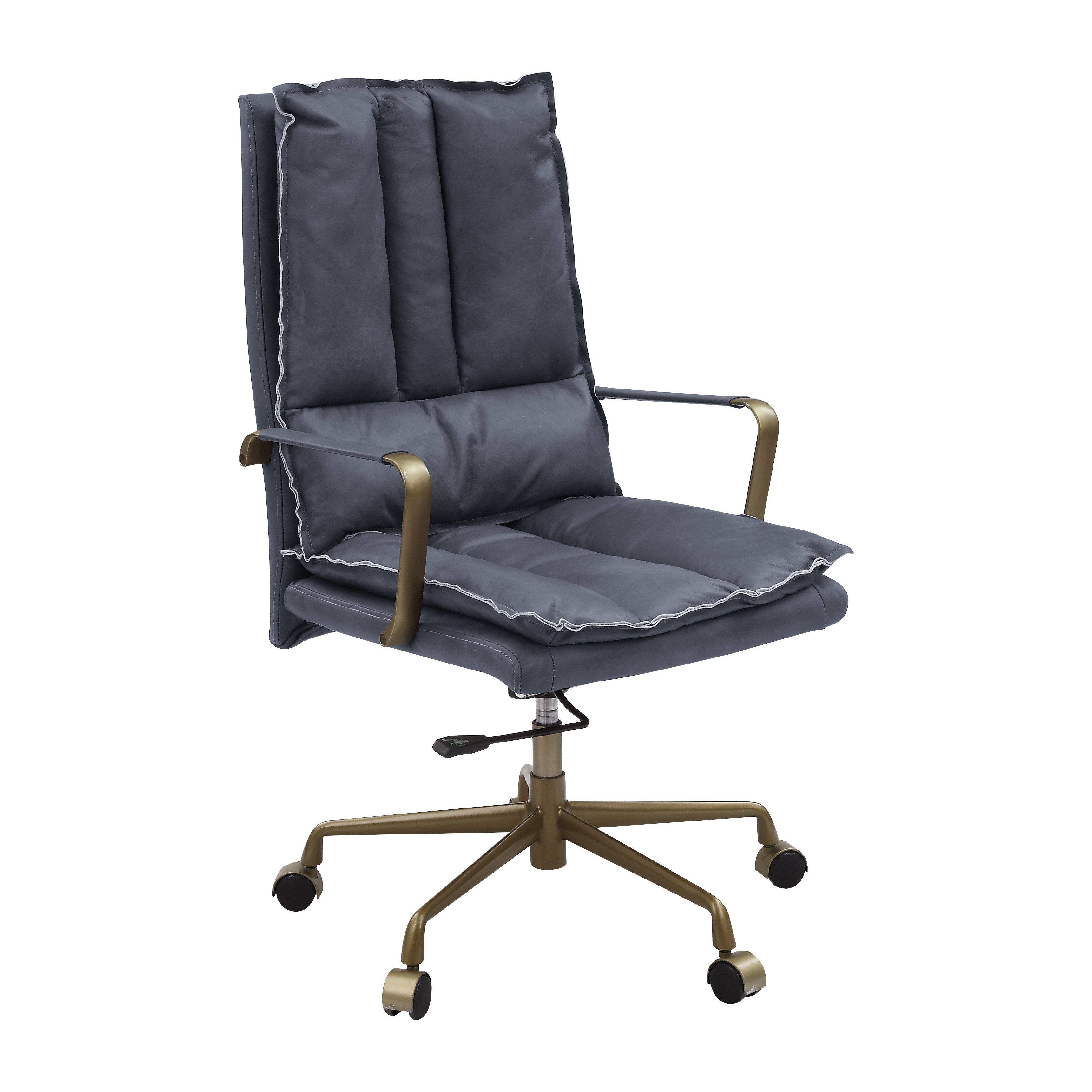 Back. TinyHomie - Tinzud Gray Leather Office Chair - Gray.