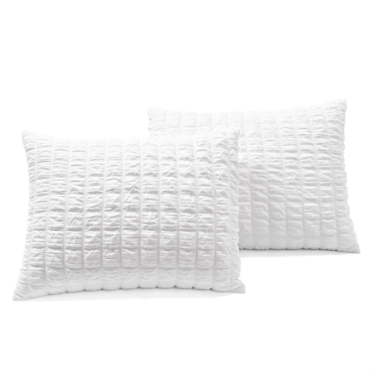 Back. Hivvago - King Size Crinkled Textured 3 Piece Comforter Set White - White.