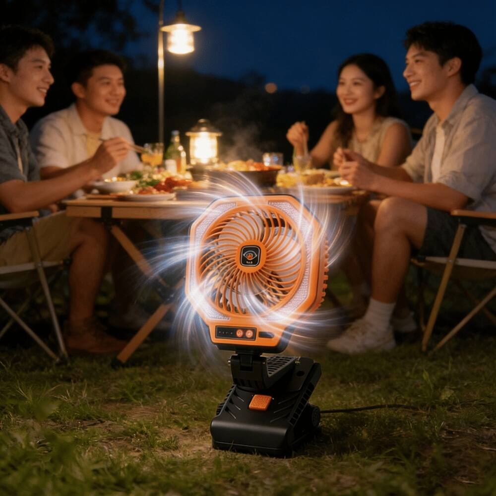 Alt View 2. Loheer - Loheer Rechargeable Camping Fan with LED Light USB Battery Portable Outdoor Tent Fan for Job Sites.