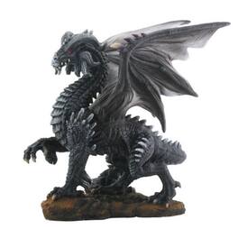 Pacific Trading - Mythical Dark Dragon Fantasy Figurine 7.5 inch - Black