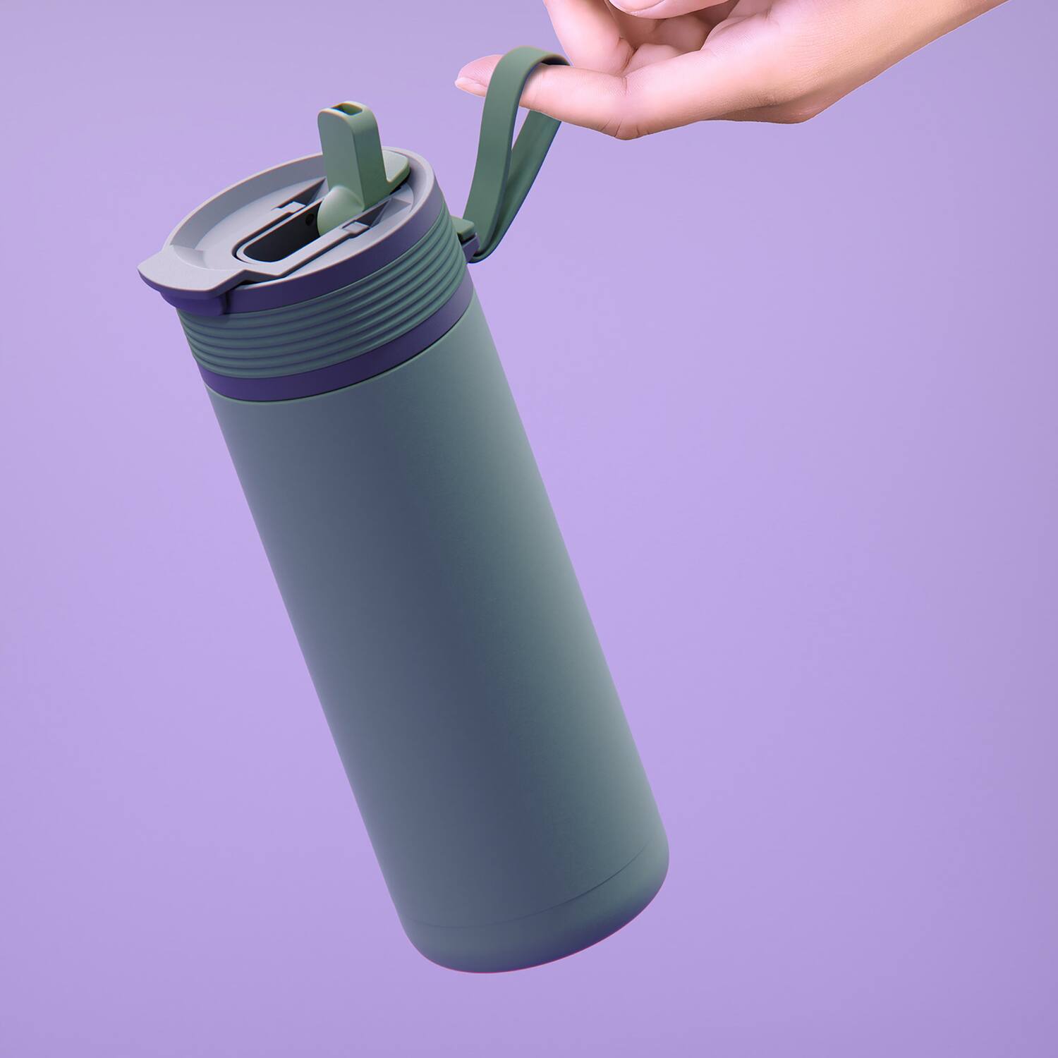 Angle. Asobu - 20-Oz Aspen Insulated Water Bottle - Green.