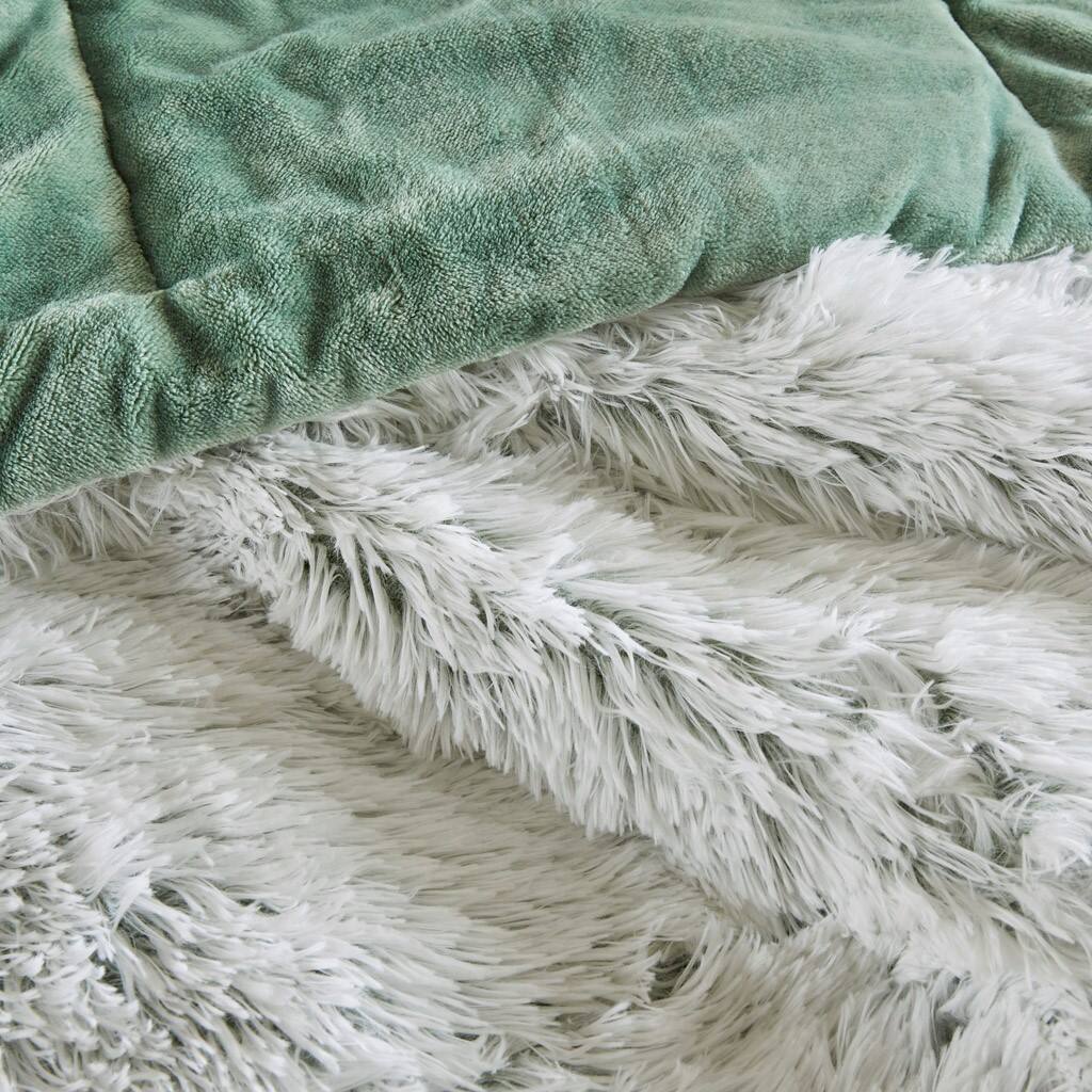 Alt View 5. Gracie Mills - Gracie Mills Susie Contemporary Shaggy Long Fur Comforter Set - Green/White.