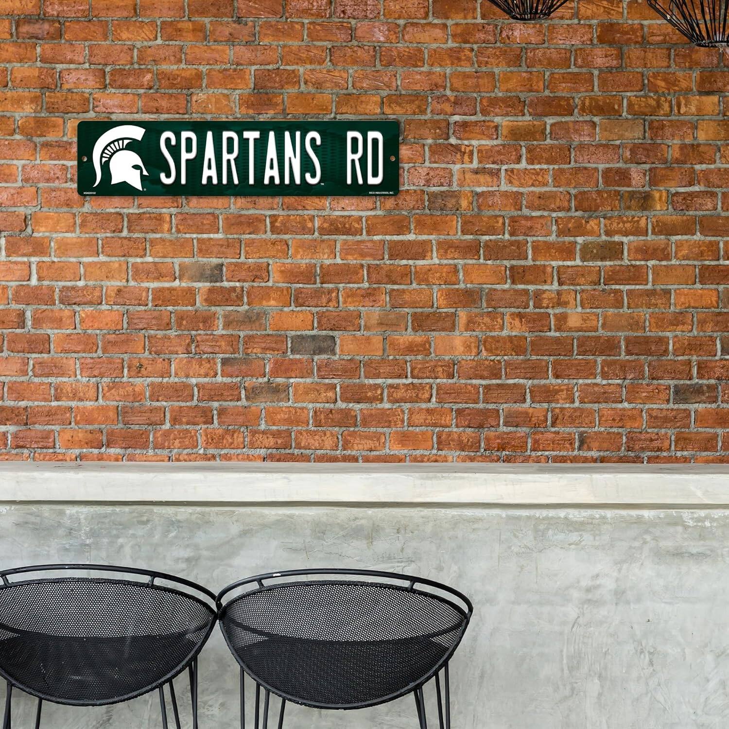 Alt View 1. Rico Industries - Michigan State Spartans 16" Street Sign for garage, office, man cave or any wall - Multi.