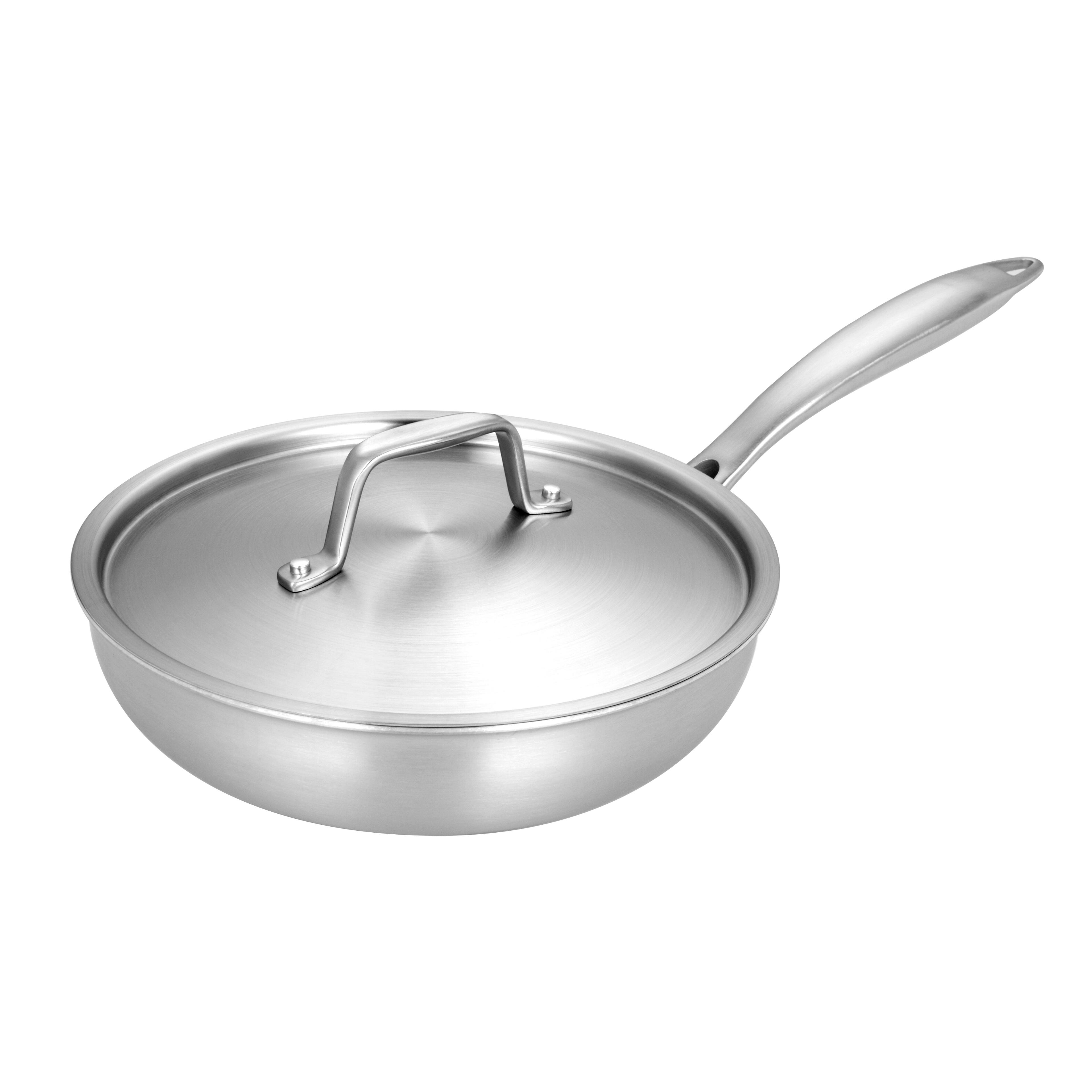 Alt View 6. Fortune Candy - 8-Inch Fry Pan with Lid, 3-ply Skillet, 18/8 Stainless Steel, Dishwasher Safe, Induction Ready, Silver - Silver.