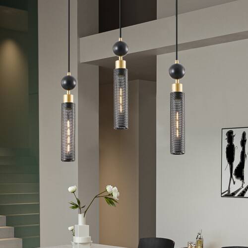 Back. LUCKY ONE - 25in Hanging 3-Light Pendant Chandelier, Black Gold Adjustable Lights for Dining Room Kitchen Island - Black.