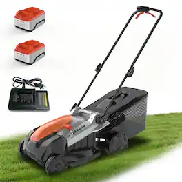 FODINGHILL - 18 Inch Electric Lawn Mower,2×20V Brushless Mower with 6-Position Height Adjustment,2×8.0Ah Batteries & Charger Included