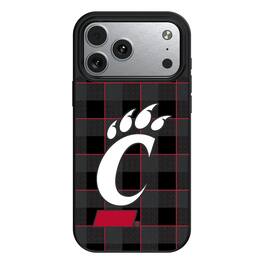 Keyscaper - NCAA - Cincinnati Bearcats Plaid Magnetic Bump iPhone Case - 15 - Black
