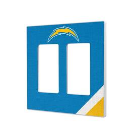 Keyscaper - Los Angeles Chargers Diagonal Stripe Double Rocker Light Switch Plate - Multicolor