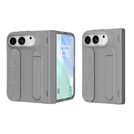 Dteck - Full Body Case for Apple iPhone Duo 2026,Shockproof Stand Cover with Hinge Protection,Built-in Screen Protector - Gray