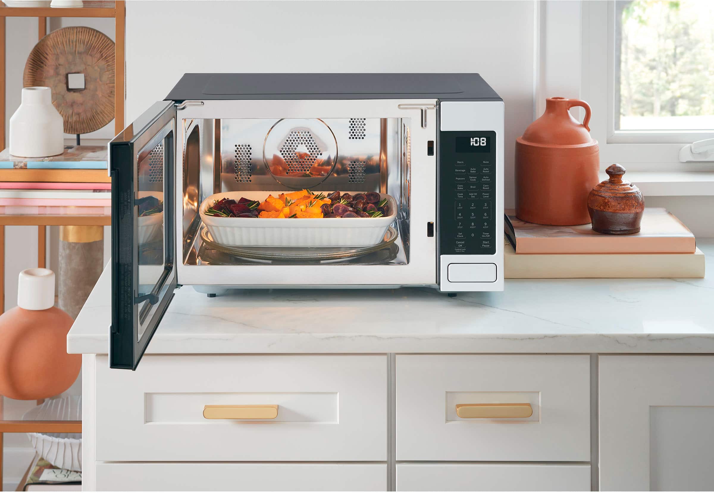 Alt View 15. Café - 1.5 Cu. Ft. Convection Countertop Microwave with Sensor Cooking and Built in Wi-Fi - Stainless Steel.