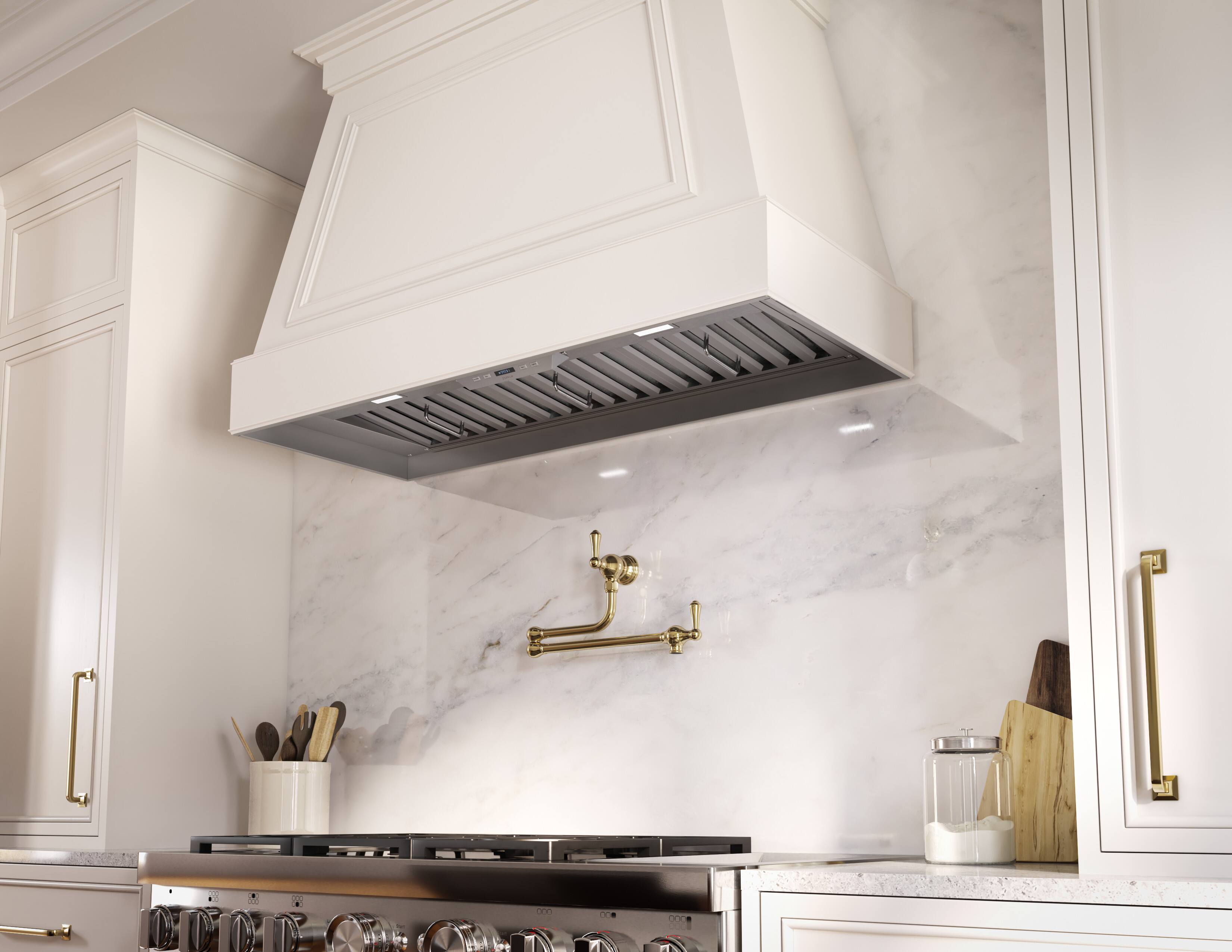 Alt View 11. Zephyr - Tornado III 40 in. Shell Only Insert Range Hood with LED Lights - Stainless Steel.