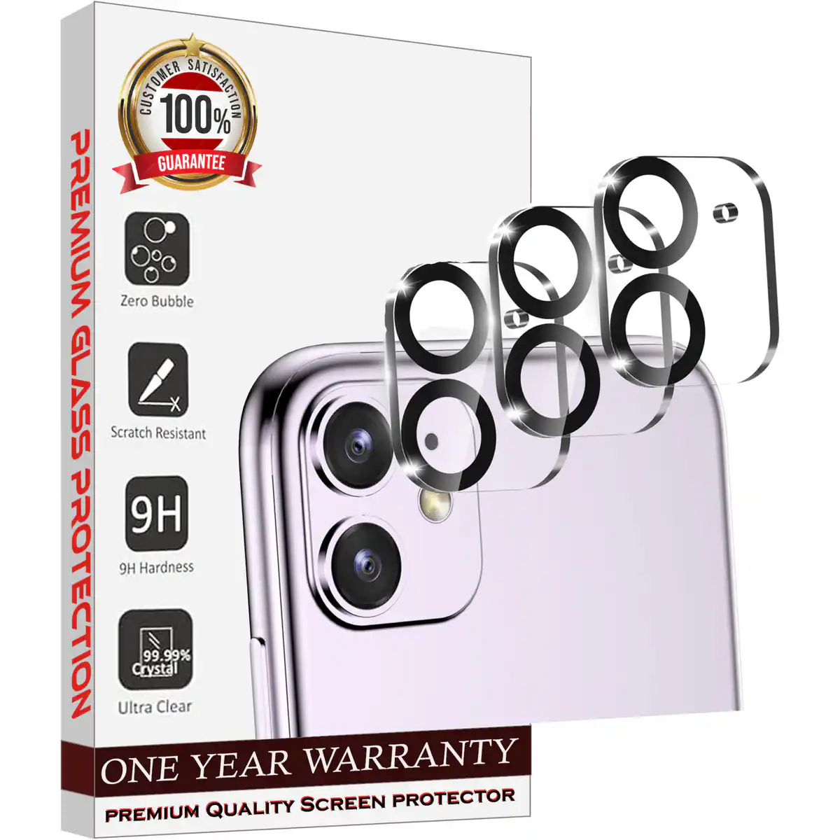 CUSTOMER 100% SATISFACTION GUARANTEE

PREMIUM GLASS PROTECTION

- Zero Bubble
- Scratch Resistant
- 9H Hardness
- 99.99% Crystal
- Ultra Clear

ONE YEAR WARRANTY

PREMIUM QUALITY SCREEN PROTECTOR