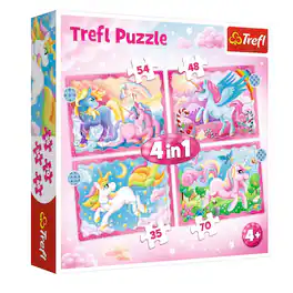 Trefl - Preschool 4 in 1 Puzzle - Unicorns and Magic