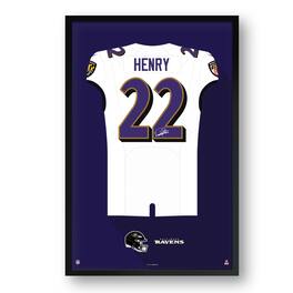 Sporticulture - Derrick Henry Baltimore Ravens 14" x 20" Framed Jersey Art Print - Multicolor