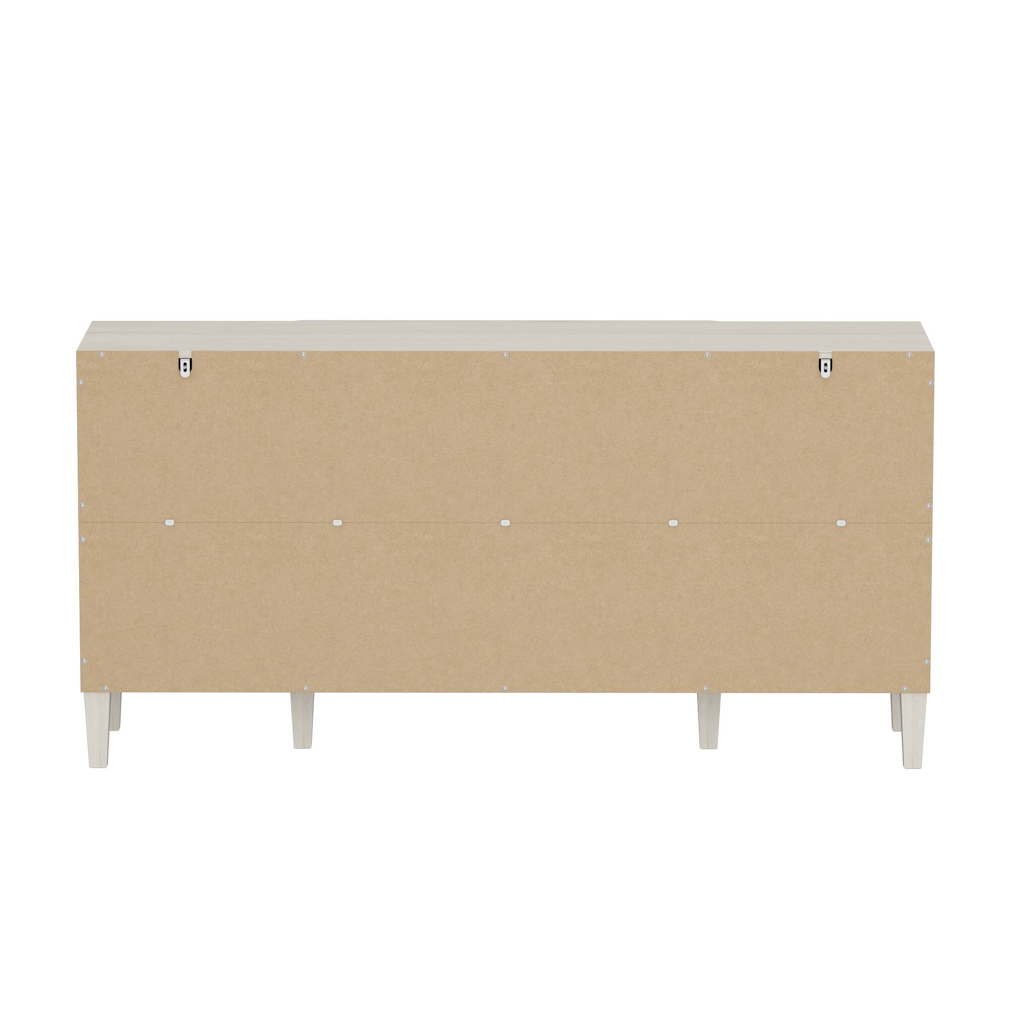 Back. FUFU & GAGA - FUFU&GAGA Vintage Horizontal Dresser – Timeless Storage with Safety Chest of Drawers - White.