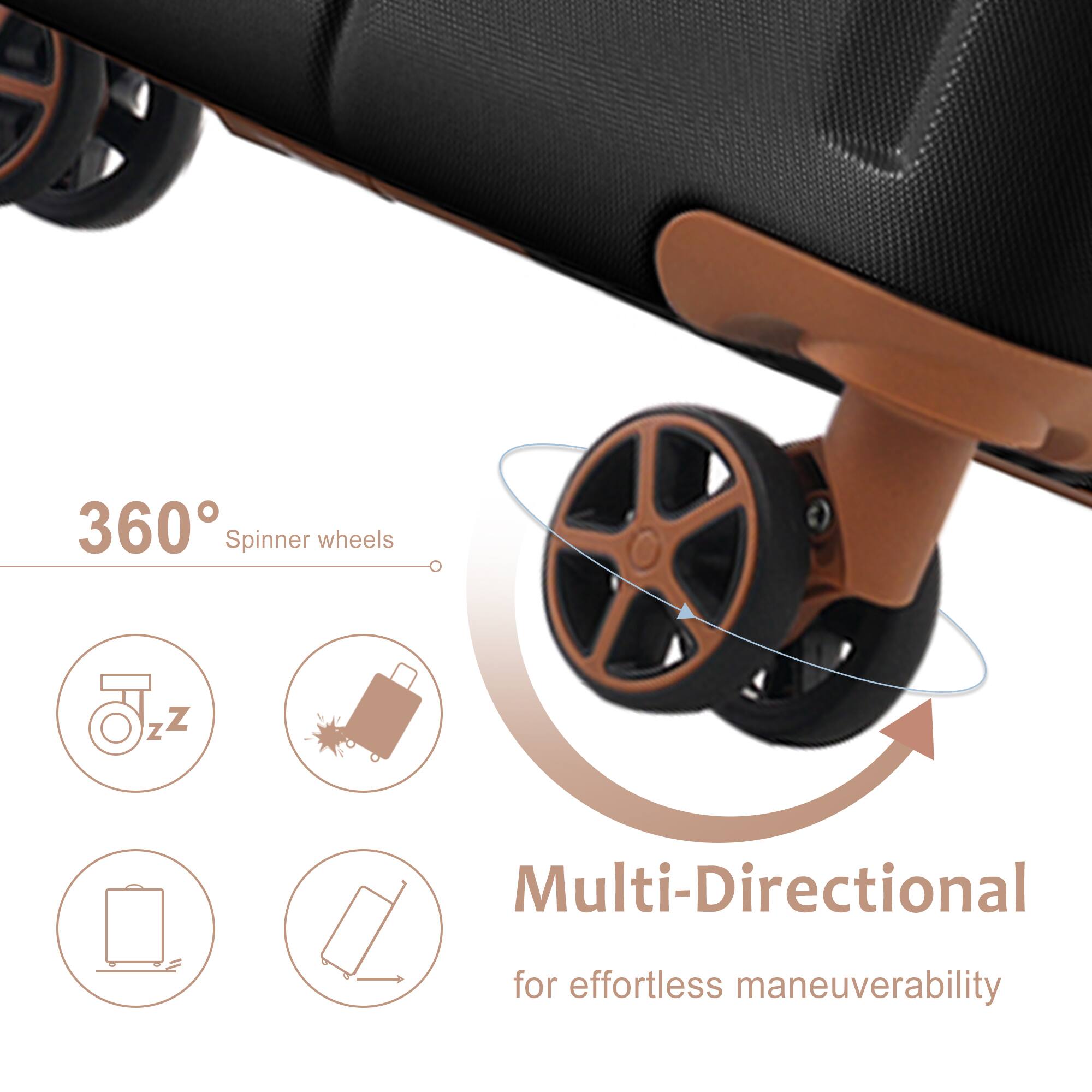 360° Spinner wheels

Multi-Directional for effortless maneuverability