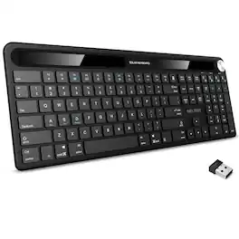 Delton - KB90 Wireless Solar (Light-Powered) Rechargeable Keyboard, No Batteries (DKBSLR90) - Black
