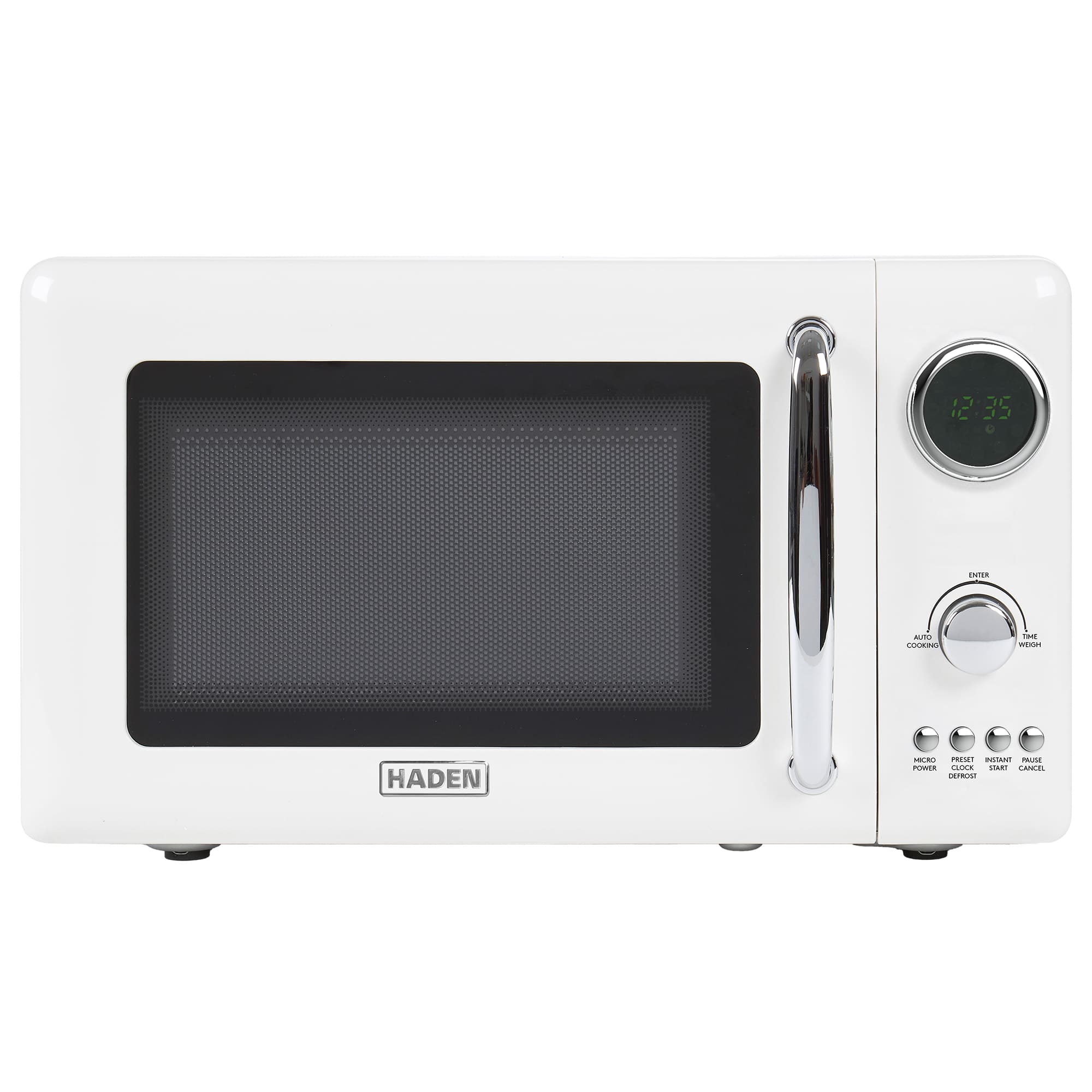 Haden - 700 Watt 0.7 Cubic Foot Microwave Oven with Digital Controls, Ivory/Chrome - Ivory, Chrome